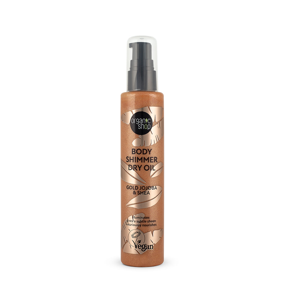 BODY SHIMMER DRY OIL VEGAN | ORO JOJOBA E SHEA - Illumina e nutre la pelle con una finitura satinata
