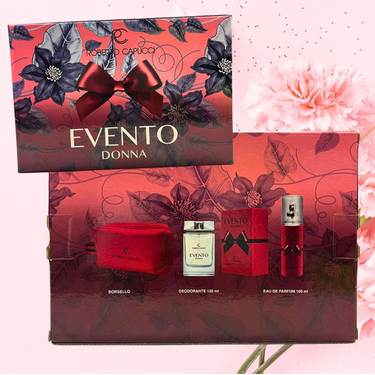 CAPUCCI EVENTO COFANETTO - EDP Donna 100ml + Deodorante 120ml + Borsello