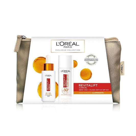 CONFEZIONE REVITALIFT CLINICAL CON POCHETTE- Fluido anti-uv 50+ + siero viso