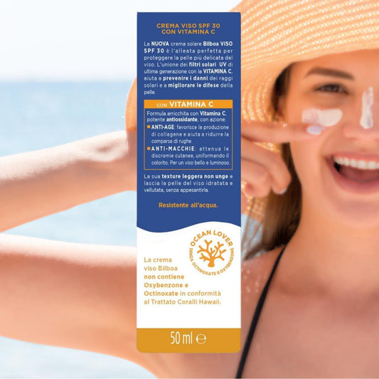 CREMA SOLARE VISO SPF30+ 50ML - Anti-Age e Anti-Macchie con Vitamina C