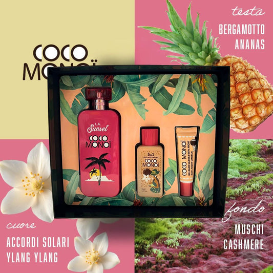 COCO MONOÏ COFANETTO L.A. SUNSET - Eau de toilette 100ml + Olio Multitasking 5in1 30ml + Balsamo Labbra 10ml
