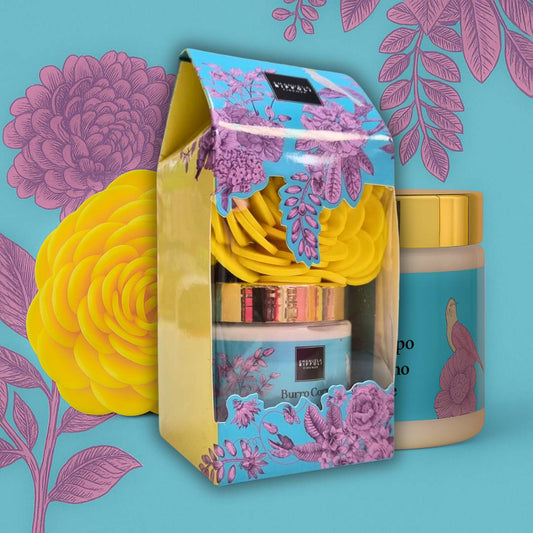 GIT SET | Burro Corpo Fiori di Lino e Glicine con Spugna Fiore - Idrata e profuma Intensamente la pelle