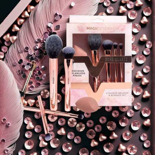 ROSE QUARTZ | PRECISION & FLAWLESS FINISH - Kit Pennelli + Spugna per Il Trucco