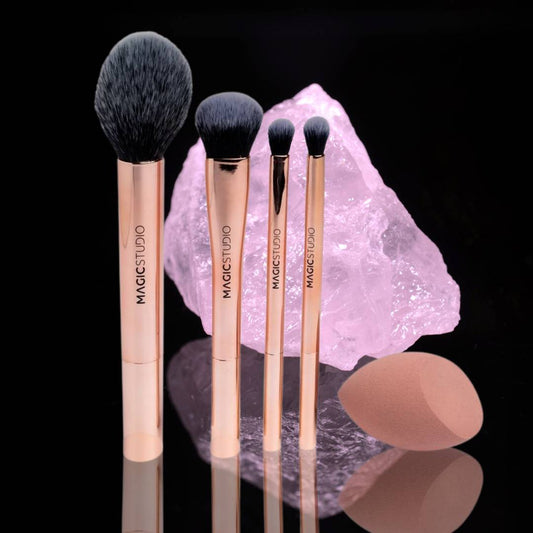 ROSE QUARTZ | PRECISION & FLAWLESS FINISH - Kit Pennelli + Spugna per Il Trucco