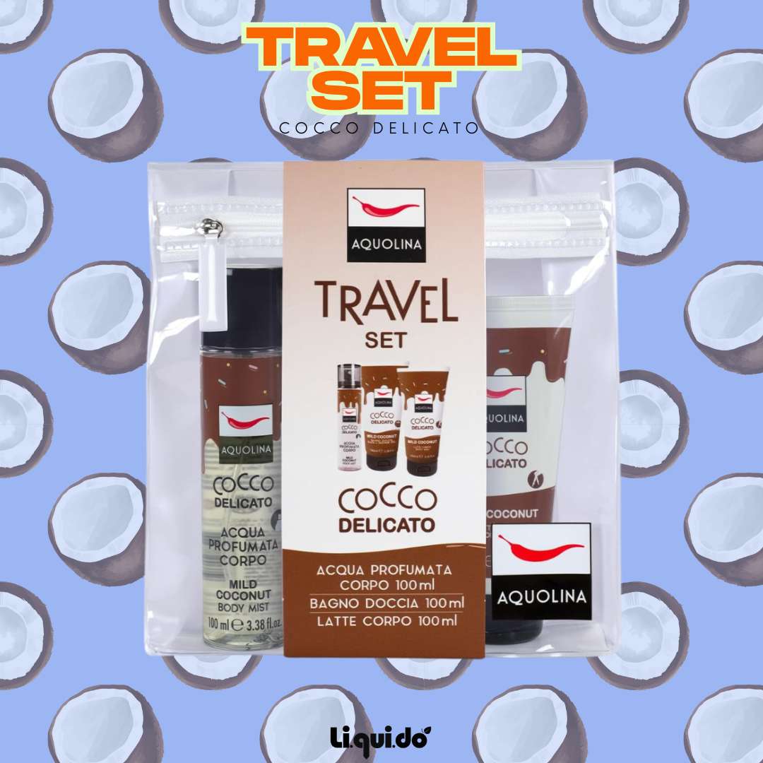 TRAVEL SET 100ML - Cocco Delicato | Bagno Doccia, Latte Corpo, Acqua Corpo Profumata