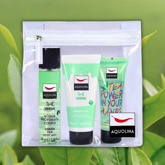 TRAVEL SET 100ML - The Verde | Bagno Doccia, Gel Igenizzante Mani, Acqua Corpo Profumata