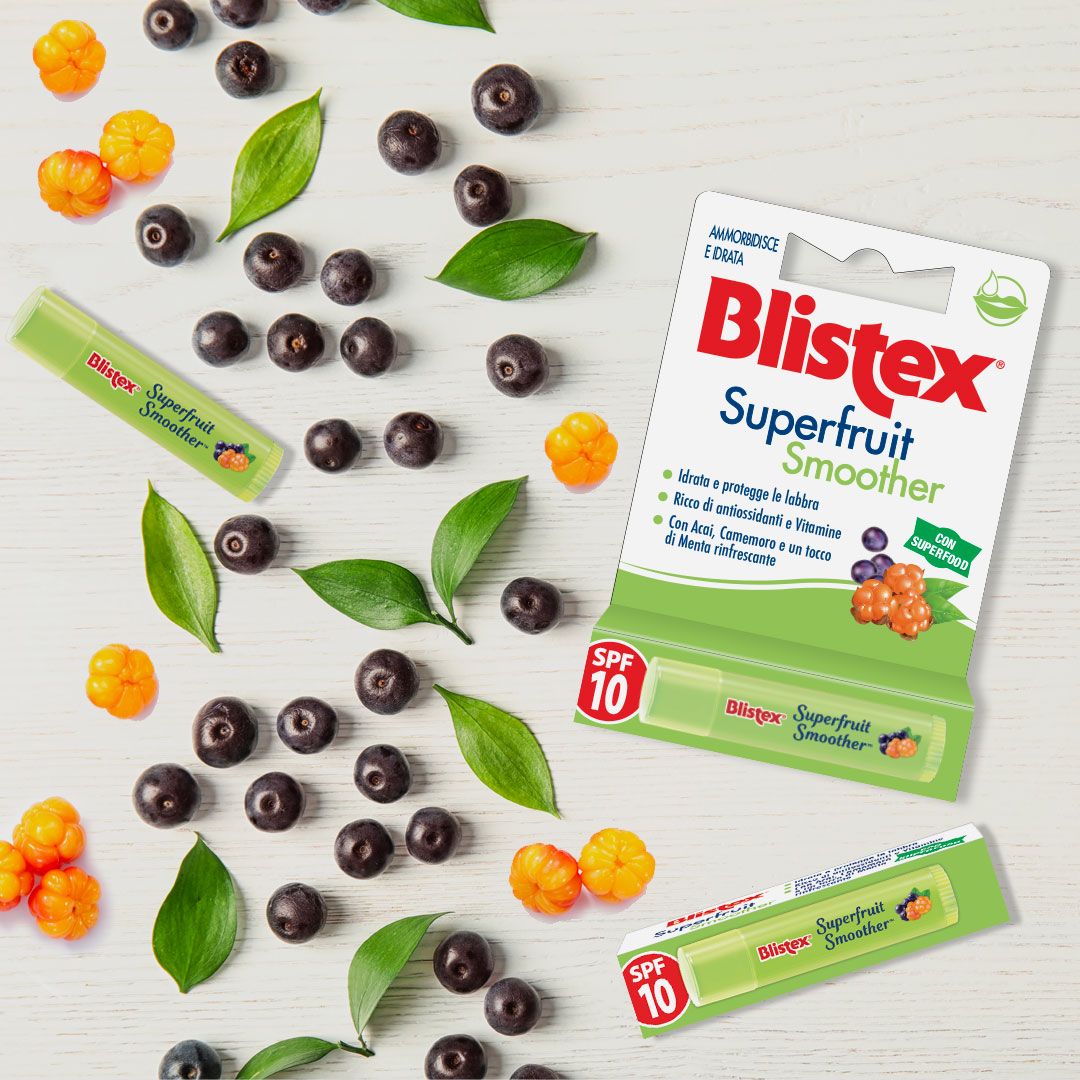 SUPERFRIUT | Smoother - Balsamo trattamento labbra spf 10 - acai camemoro e menta