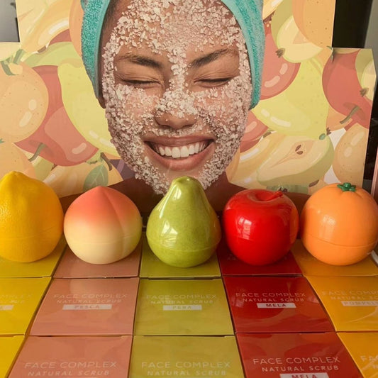 NATURAL SCRUB VISO E LABBRA - Pesca , pera , limone , mela e pompelmo