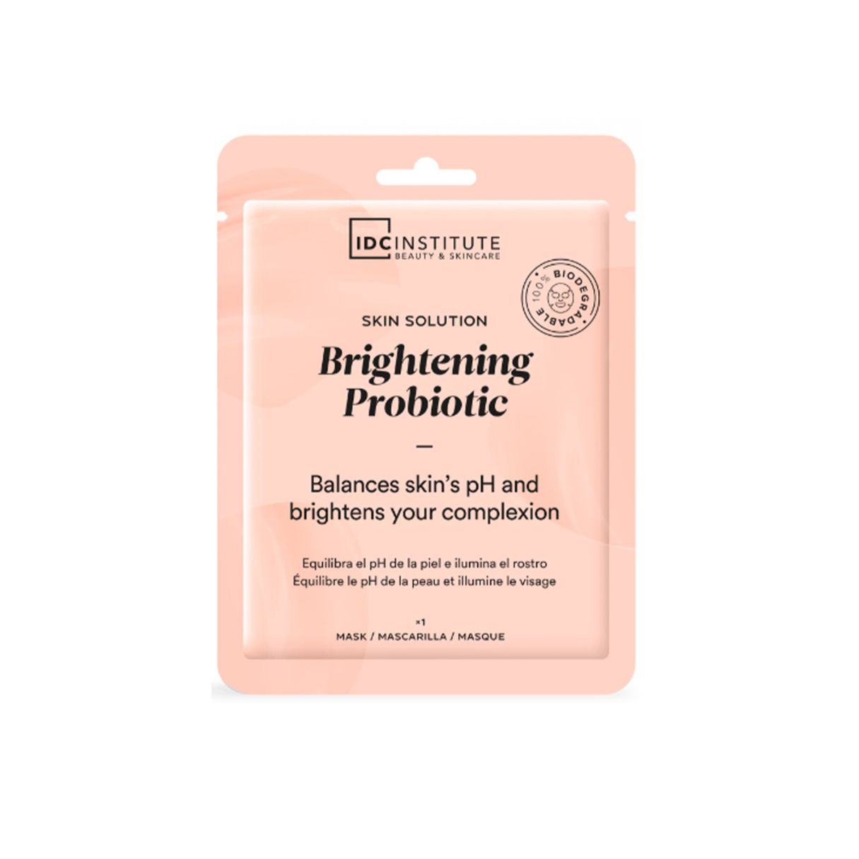 IDC - MASCHERA CON SOLUZIONE PROBIOTICA SCHIARENTE PER LA PELLE - biodegradabile al 100%