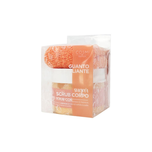 SET GUANTO E SCRUB CORPO  - Al profumo di mango e papaya
