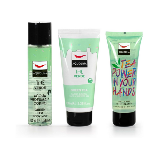 TRAVEL SET 100ML - The Verde | Bagno Doccia, Gel Igenizzante Mani, Acqua Corpo Profumata
