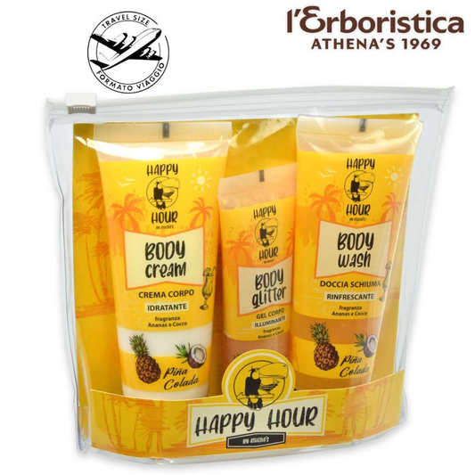HAPPY HOUR - Set crema corpo - gel corpo illuminante - doccia pina colada