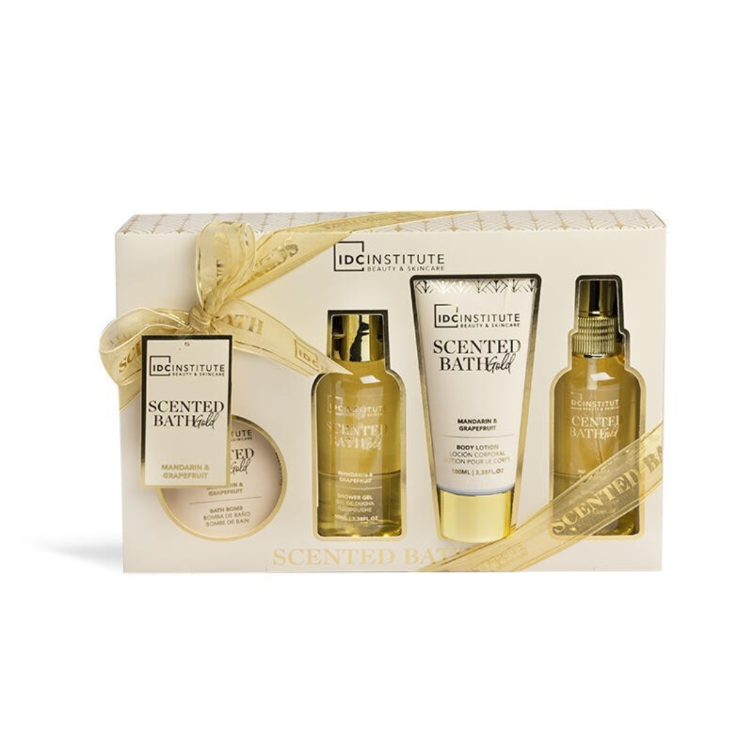 IDC - Confezione regalo bagno 4 pezzi in scatola dorata