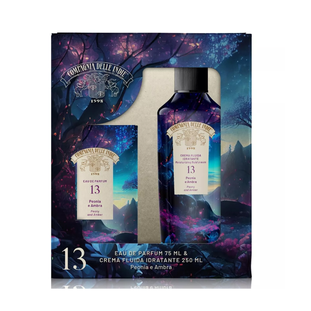 COMPAGNIA DELLE INDIE COFANETTO | PEONIA E AMBRA - Eau de Parfum 75 ml e Crema Corpo Idratante 250 ml