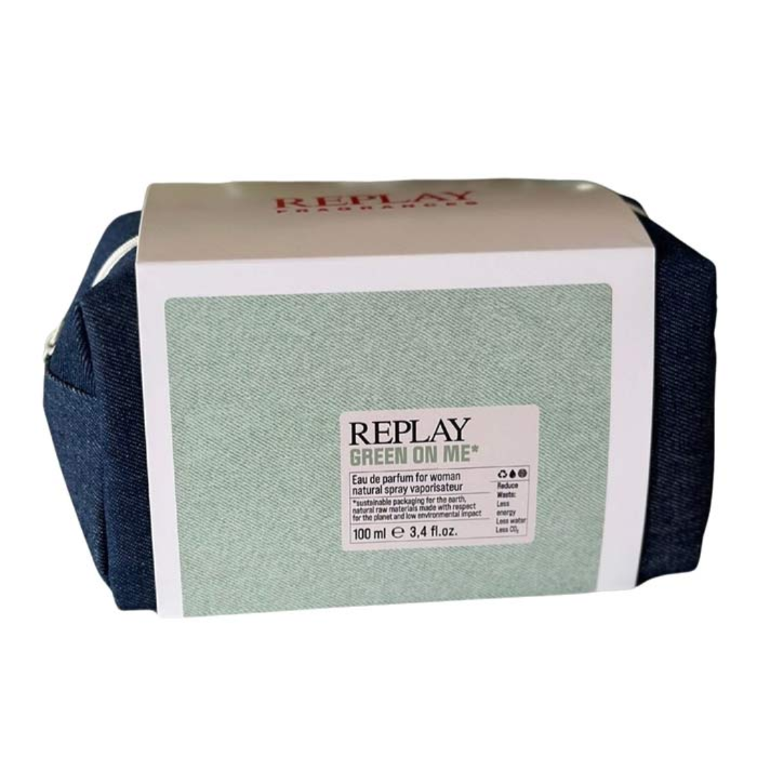 REPLAY - Set Regalo DONNA GREEN ON ME PARFUM Spray 100 ml Con Pochette