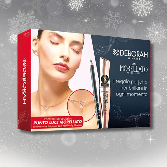 DEBORAH MILANO KIT MORELLATO 01 | Mascara Instant MaxiVolume con Ceramidi + Matita Occhi 24H + Collana Punto Luce