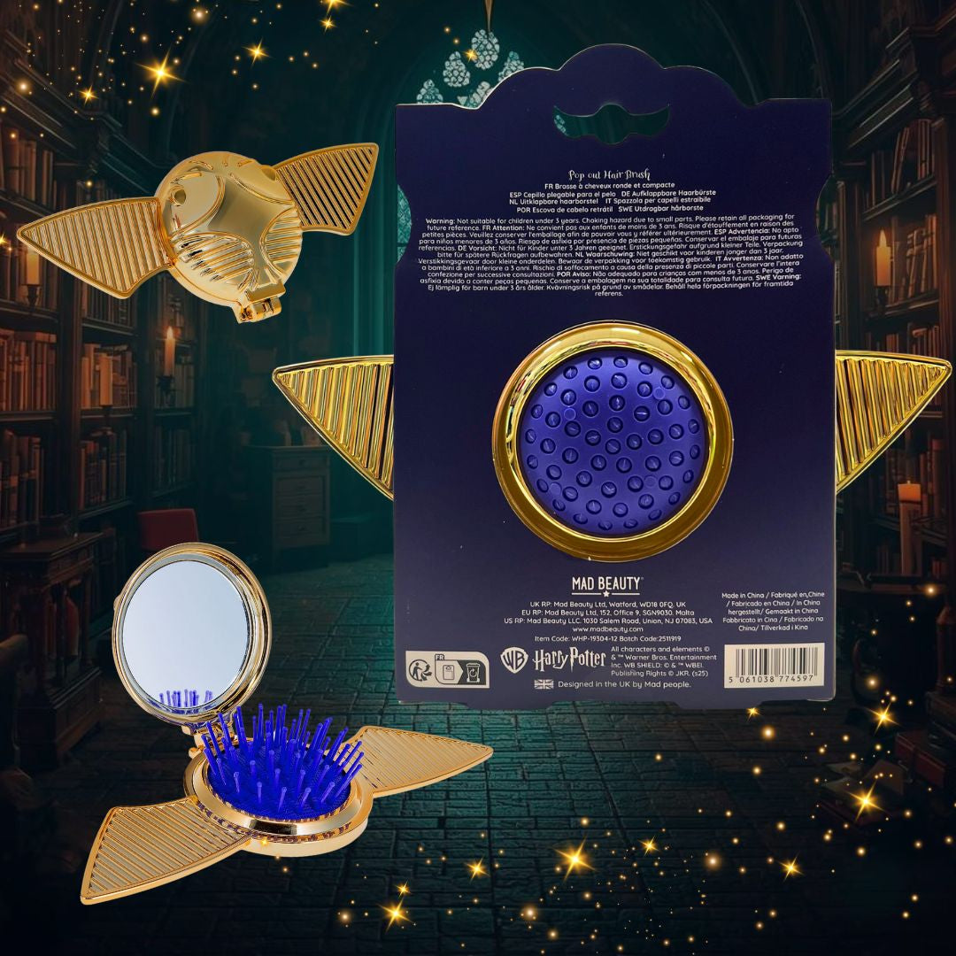HARRY POTTER BOCCINO D'ORO – Spazzola per Capelli Pop-Up con Specchio