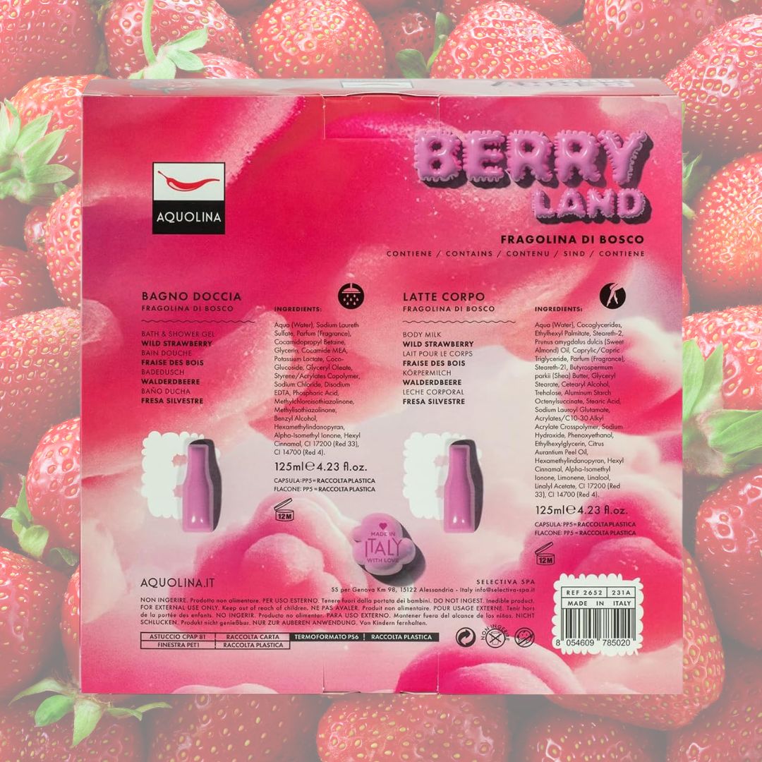 AQUOLINA FRAGOLINA DI BOSCO - Cofanetto Berry Land | Bagno Doccia 125ml + Latte Corpo 125ml