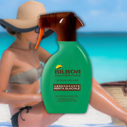 ABBRONZANTE MENTA GLACIALE | Acqua Solare con Mentolo e Aloe Vera - Rinfresca e idrata la pelle sotto il sole