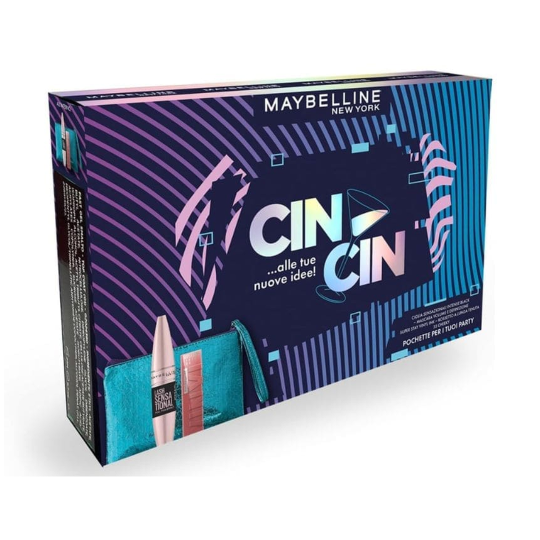 POCHETTE CON MASCARA CIGLIA SENSAZIONALI INTENSE BLACK-ROSSETTO VINYL INK 35 CHERRY