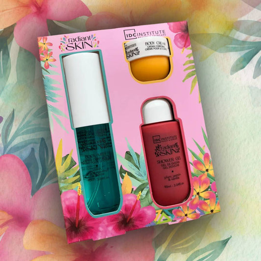 IDC RADIANT SKIN TRAVEL SET + SPEDIZIONE GRATUITA - Gel Doccia 90ml, Crema Corpo 30ml, Spray Corpo 90ml