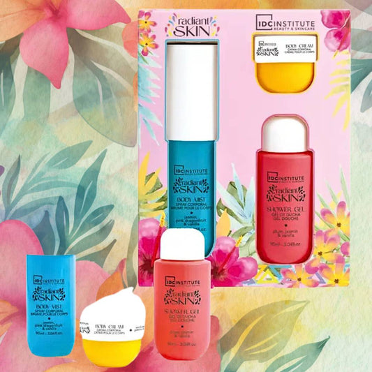 IDC RADIANT SKIN TRAVEL SET + SPEDIZIONE GRATUITA - Gel Doccia 90ml, Crema Corpo 30ml, Spray Corpo 90ml