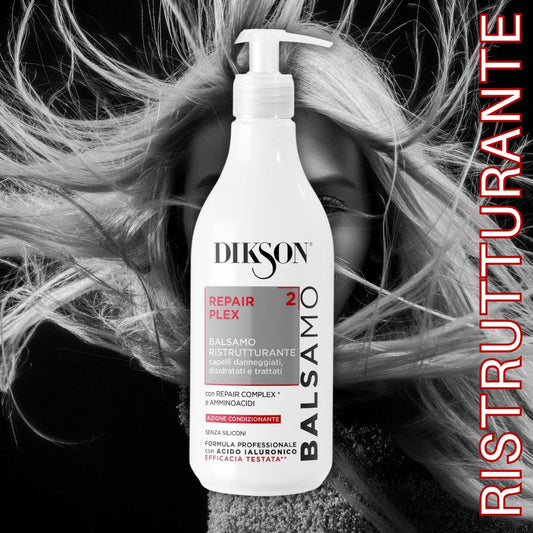 DIKSON REPAIR PLEX | Set Trattamento Riparatore Capelli Danneggiati: Shampoo 500ml, Balsamo 500ml, Maschera 509ml, Maschera Spray 150ml