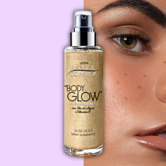 BODY GLOW | SPRAY ILLUMINANTE VISO & CORPO ROSE GOLD - con Olio di Argan e Vitamina E