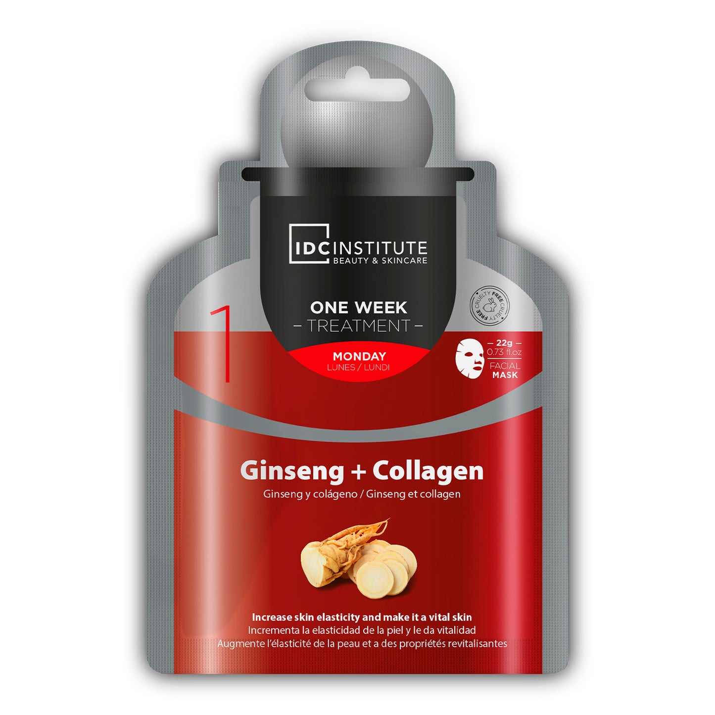 IDC - One Week Treatment | MASCHERA VISO IN CARTA AL GINSENG E COLLAGENE - Aumenta l'elasticità della pelle e le dona vitalità