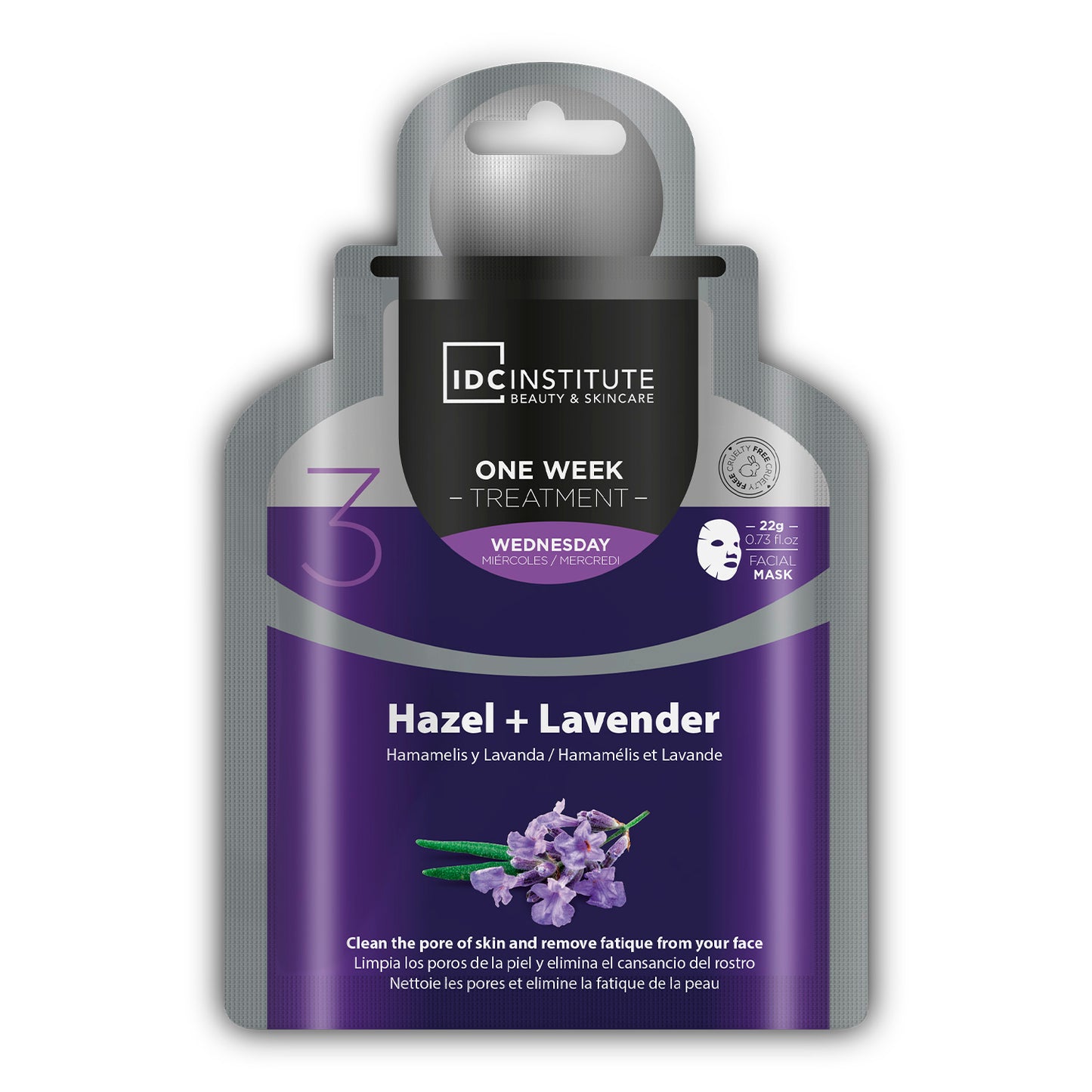 IDC - One Week Treatment | MASCHERA VISO IN CARTA ALL'AMAMELIDE E LAVANDA - Pulisce e purifica i pori ed elimina i segni di stanchezza
