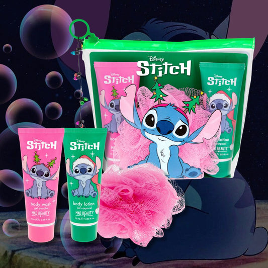 DISNEY STITCH CHRISTMAS BATH | Gift Set - Gel Doccia, Crema Corpo e Spugna