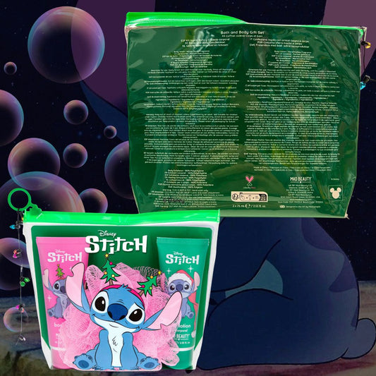 DISNEY STITCH CHRISTMAS BATH | Gift Set - Gel Doccia, Crema Corpo e Spugna