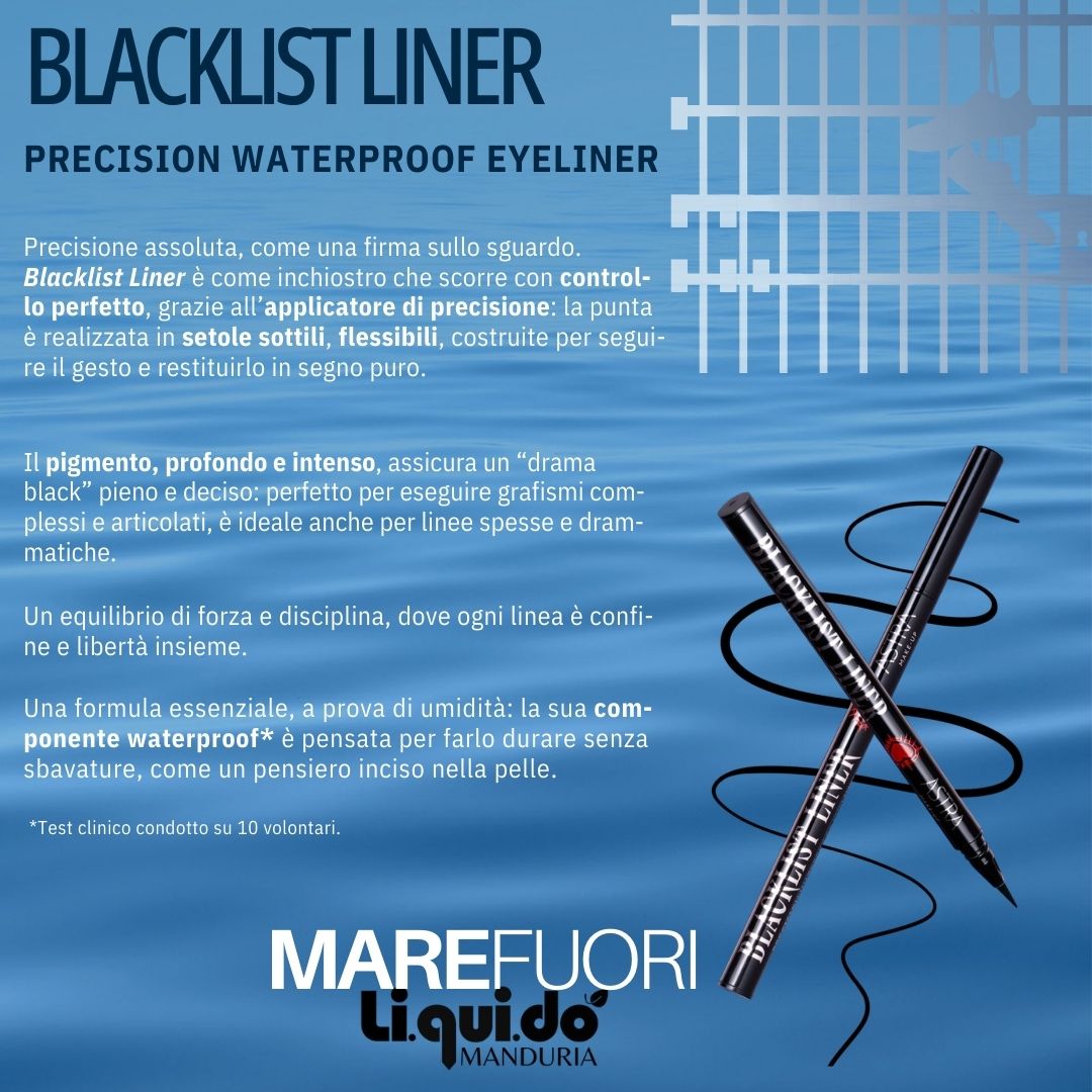 ASTRA MAKE-UP MARE FUORI BLACKLIST LINER – Eyeliner Waterproof di Precisione