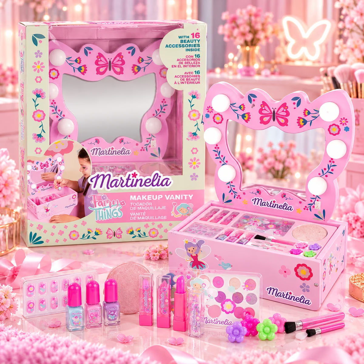 MARTINELIA FAIRY THINGS MAKEUP VANITY MIRROR SET - Toeletta Trucco Bambina con Specchio LED a Farfalla