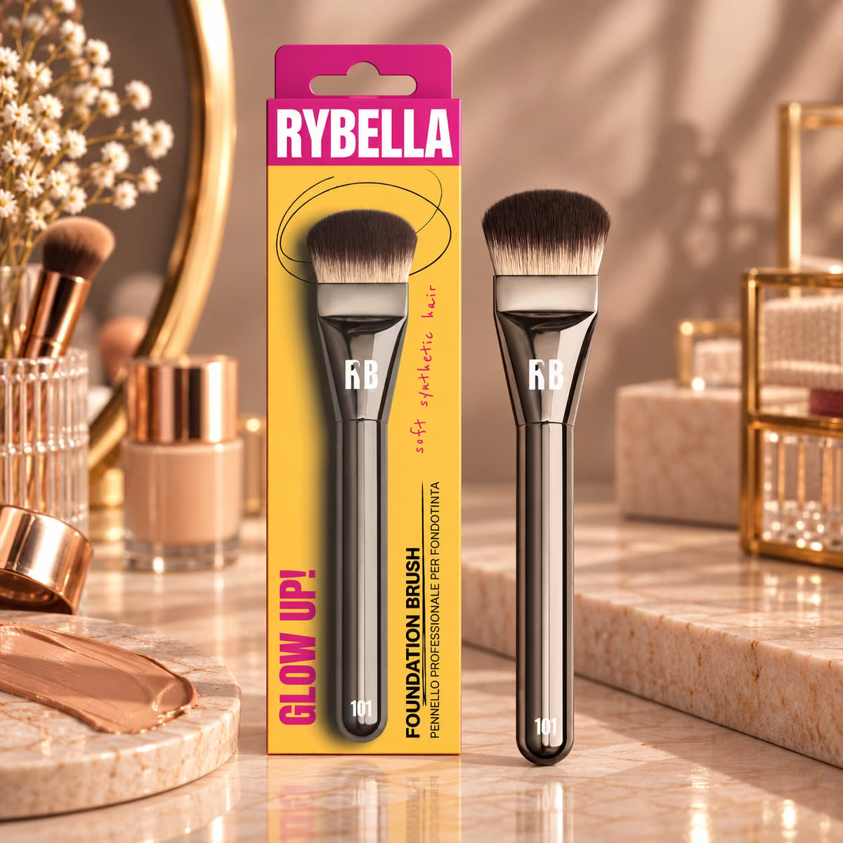 RYBELLA GLOW UP! FOUNDATION BRUSH - Pennello Fondotinta N.101