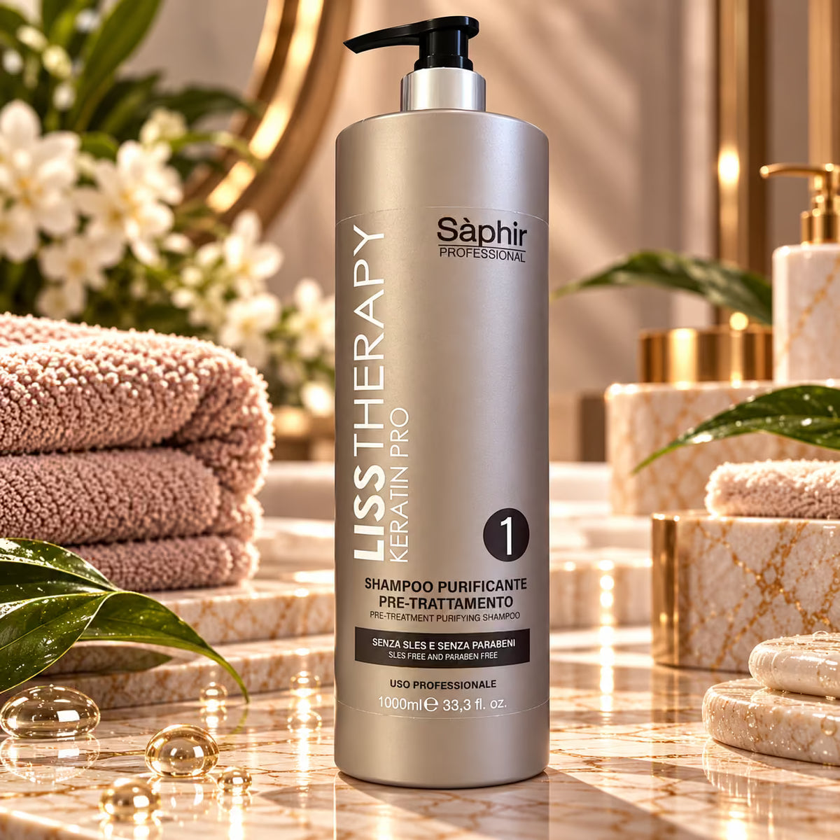 SÁPHIR PROFESSIONAL LISS THERAPHY KERATIN PRO SHAMPOO PURIFICANTE PRE-TRATTAMENTO STEP 1 1000ml