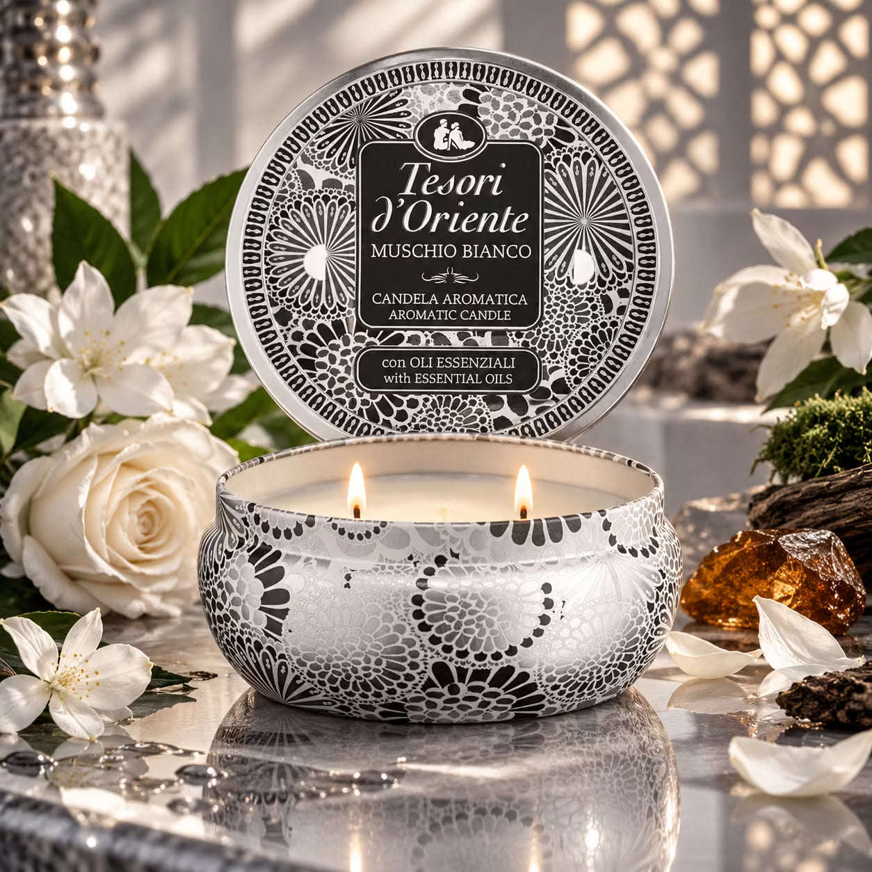 TESORI D'ORIENTE CANDELA AROMATICA MUSCHIO BIANCO 200g