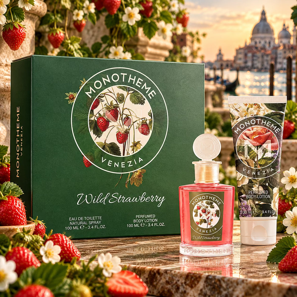 MONOTHEME VENEZIA WILD STRAWBERRY GIFT SET - Eau de Toilette 100 ml + Body Lotion 100 ml