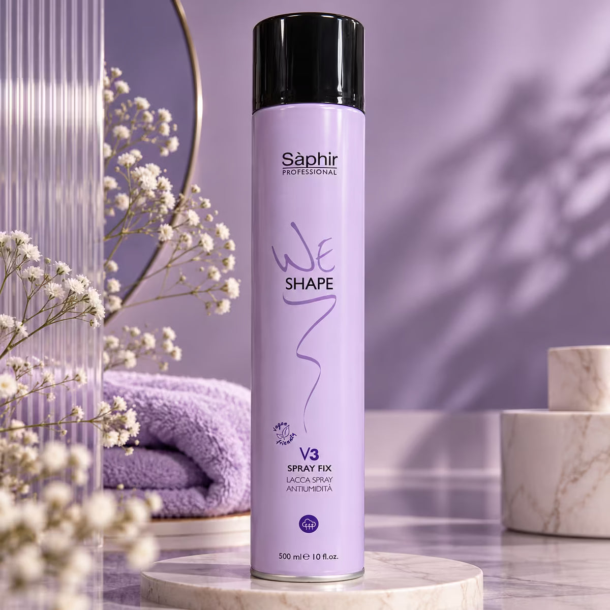 SÁPHIR PROFESSIONAL WE SHAPE V3 SPRAY FIX - Lacca Antiumidità Tenuta Media 500 ml