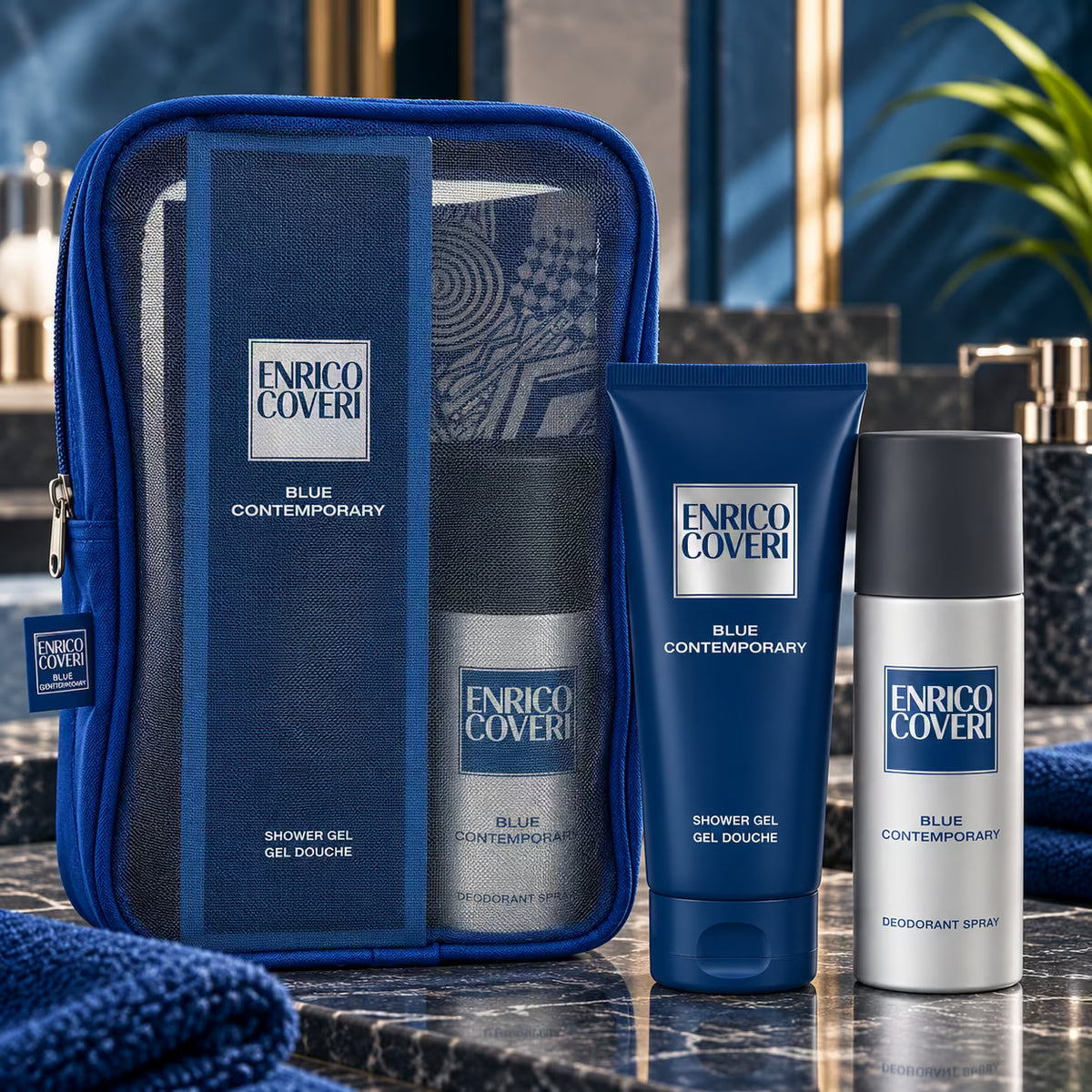 ENRICO COVERI COFANETTO Blue Contemporary | Shower Gel 300ml + Deodorant Spray 150ml