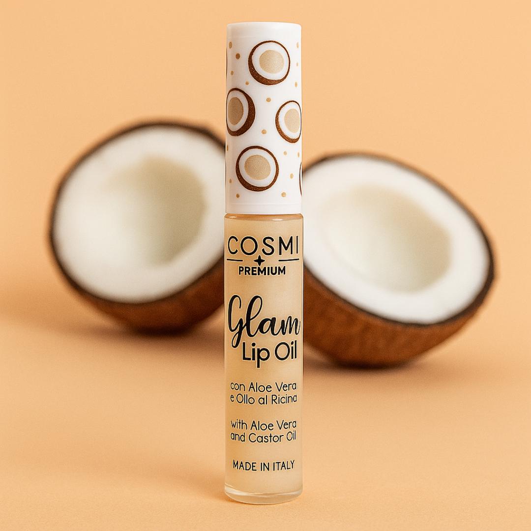 COSMI GLAM LIP OIL - Olio Labbra Fruttato con Aloe Vera e Olio di Ricino | 6 Gusti dal Finish Brillante