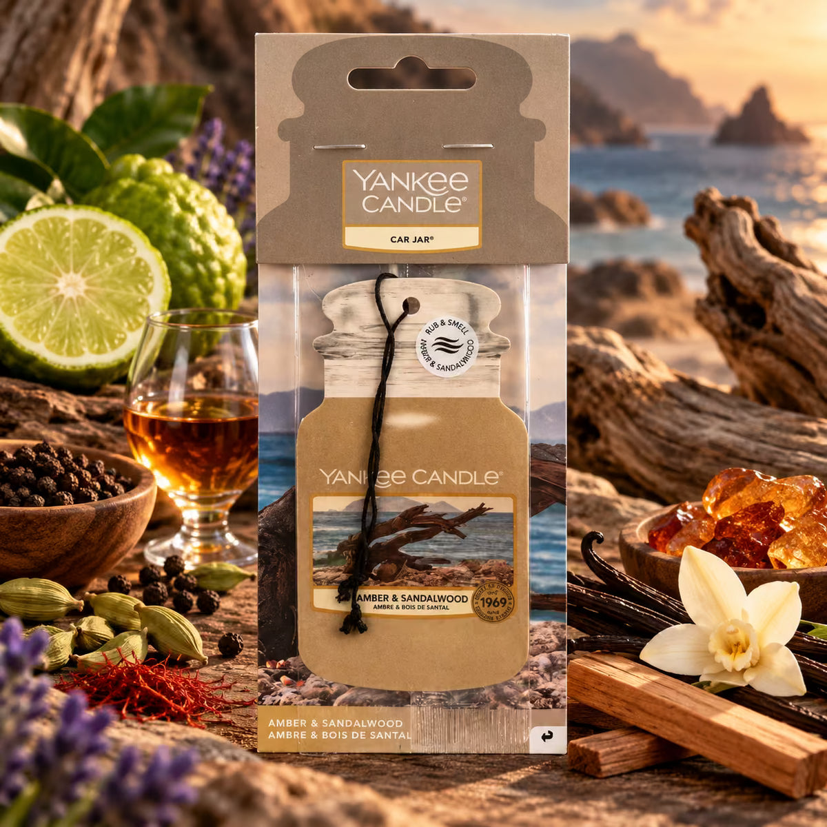 YANKEE CANDLE CAR JAR -  Amber & Sandalwood