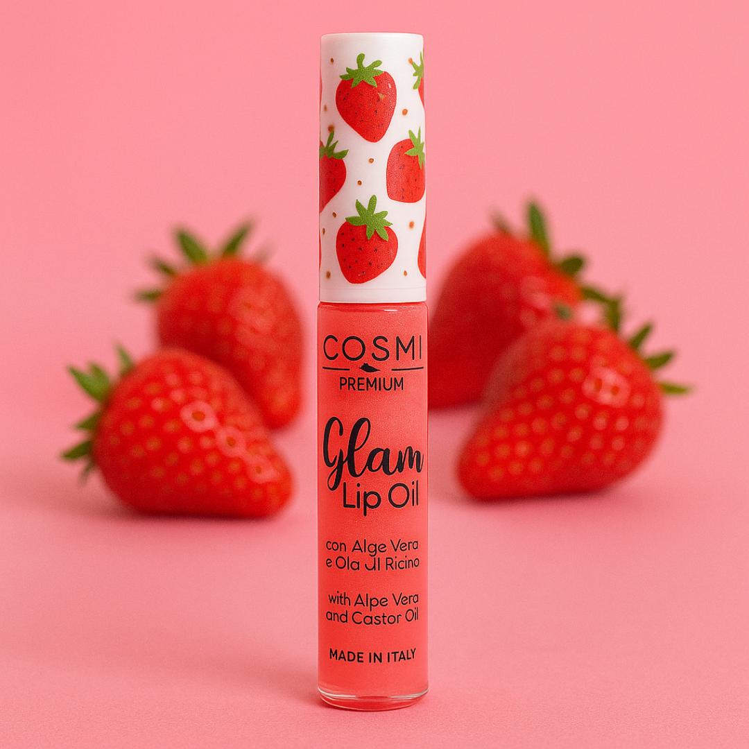 COSMI GLAM LIP OIL - Olio Labbra Fruttato con Aloe Vera e Olio di Ricino | 6 Gusti dal Finish Brillante