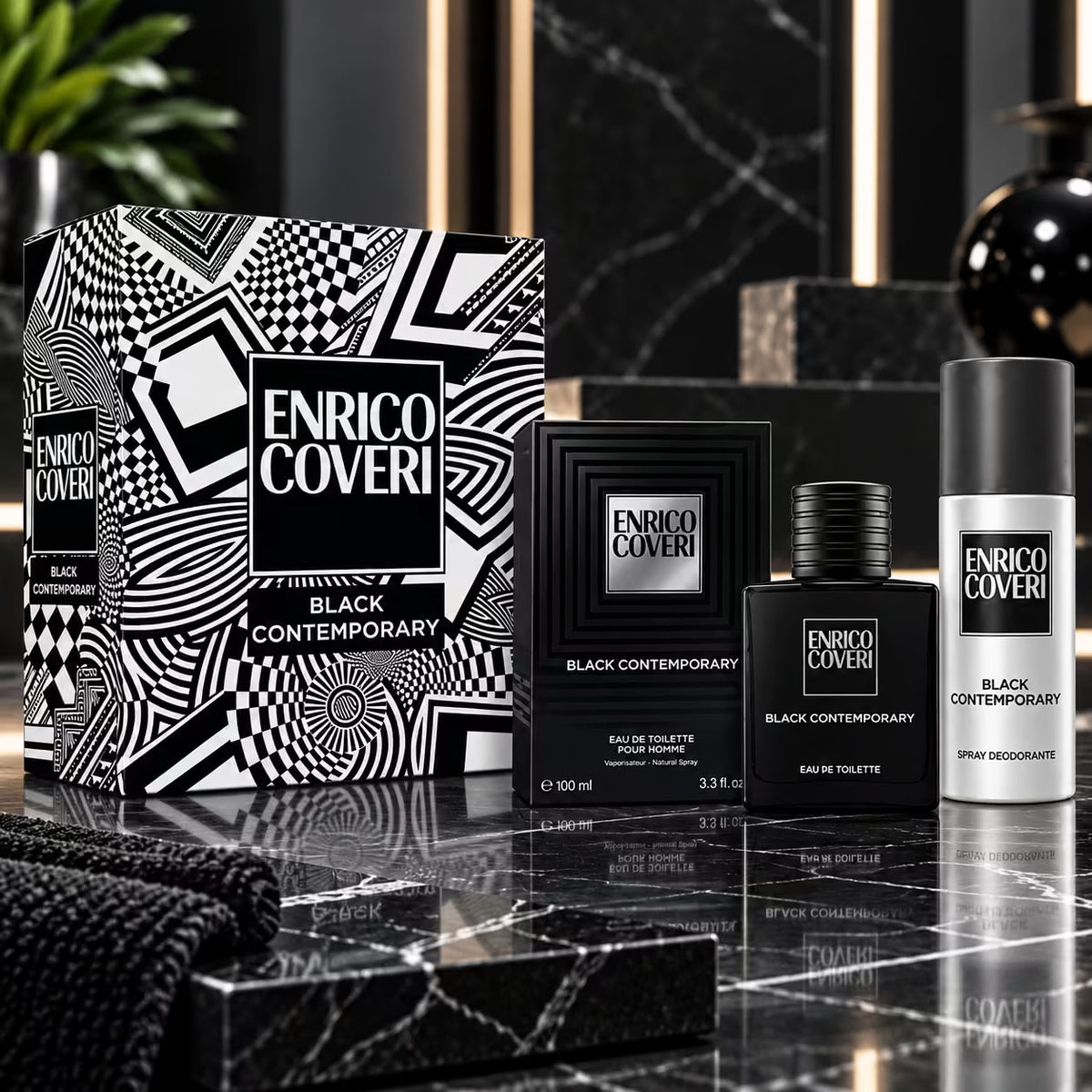 ENRICO COVERI COFANETTO | Black Contemporary Pour Homme con Eau de Toilette 100ml + Deo 150ml