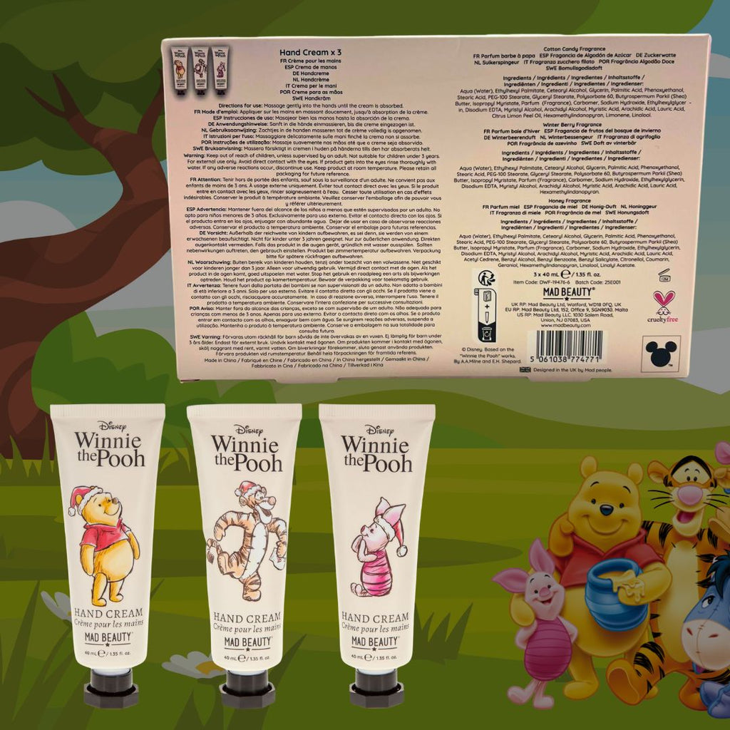 DISNEY WINNIE THE POOH X-MAS | Set 3 Creme Mani - Zucchero Filato, Bacche invernali e Miele