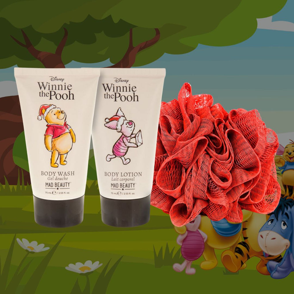 DISNEY WINNIE THE POOH X-MAS | Set Bagno - GelDoccia 75ml, Crema Corpo 75ml e Spugna in rete