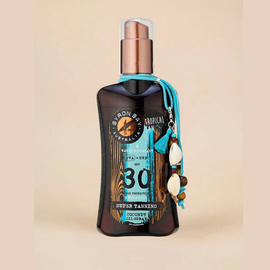 BYRON BAY - Olio di Cocco Super Abbronzante SPF30 100ml | Aiuta a prevenire l'invecchiamento cutaneo