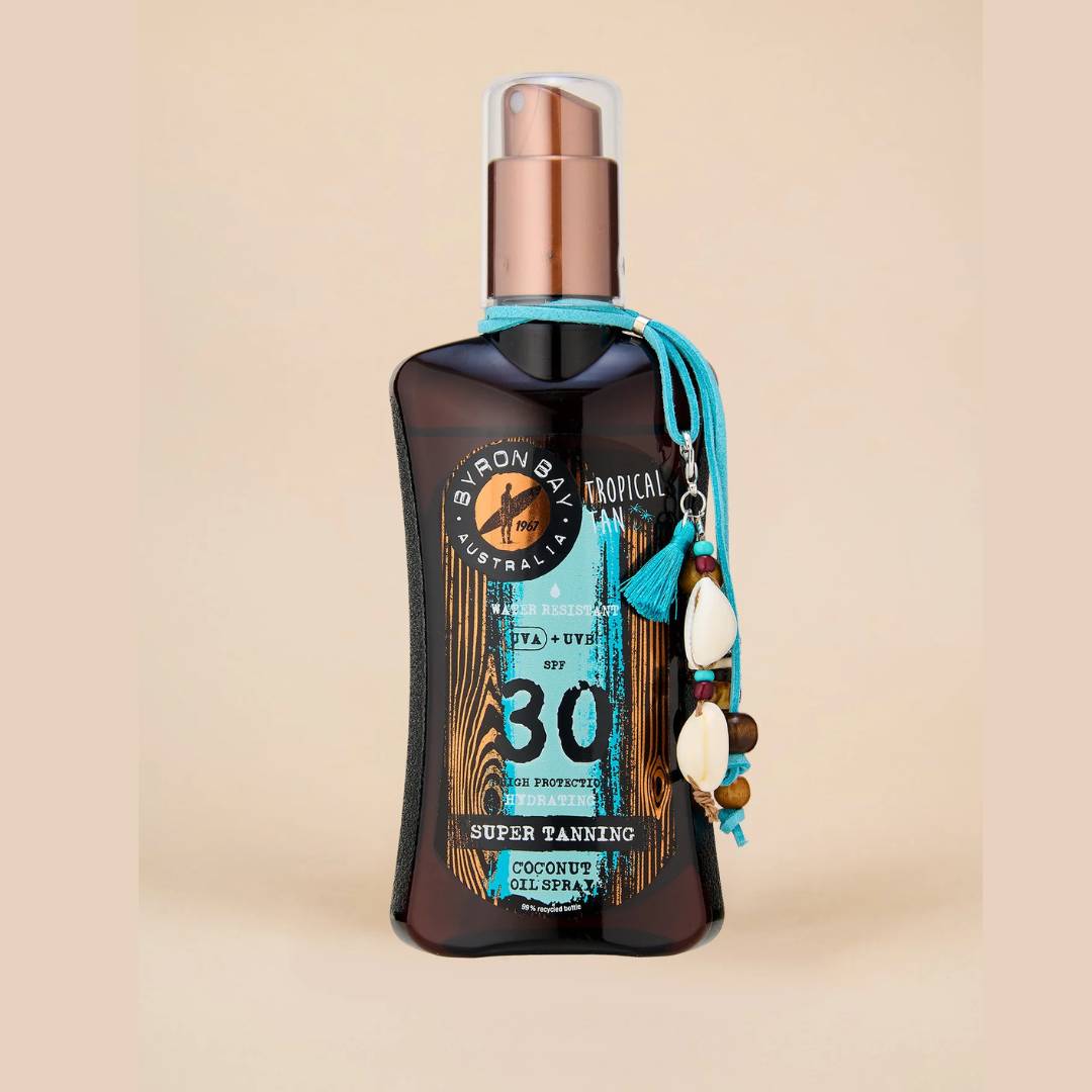 BYRON BAY - Olio di Cocco Super Abbronzante SPF30 100ml | Aiuta a prevenire l'invecchiamento cutaneo