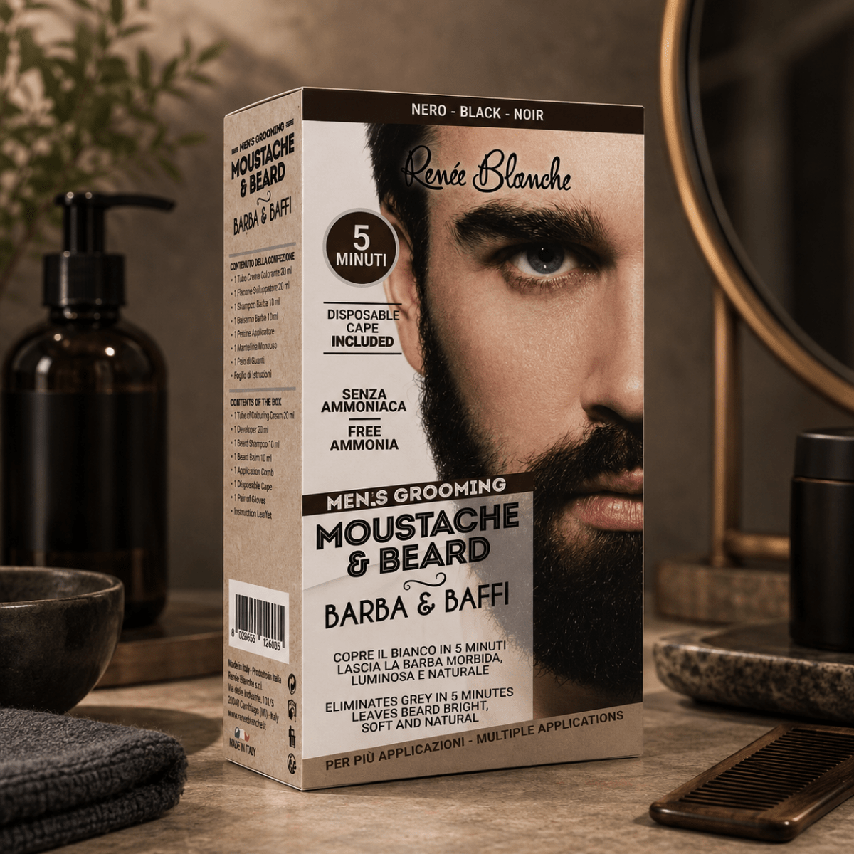 RENEE' BLANCHE MEN'S GROOMING MOUSTACHE & BEARD - Colorazione Barba e Baffi - Liquidò