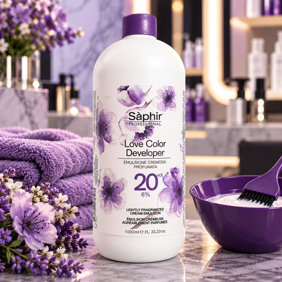 SÁPHIR PROFESSIONAL LOVE COLOR DEVELOPER 20 VOLUMI (6%) - Emulsione Ossidante Cremosa 1000 ml